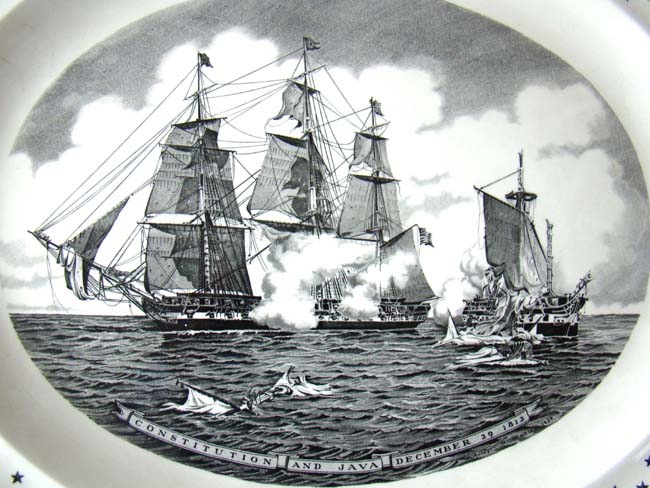 A large Wedgewood Platter made for American Heritage in 1969 depicting the Naval Battle between the CONSTITUTION and HMS JAVA, Dec. 29, 1812. — image 2
